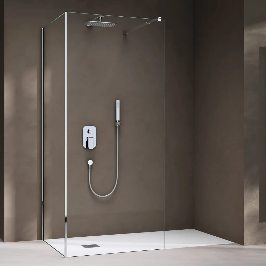 Paroi de Douche Anti-Eclaboussures Verre 8mm et Fixation Inox Stable