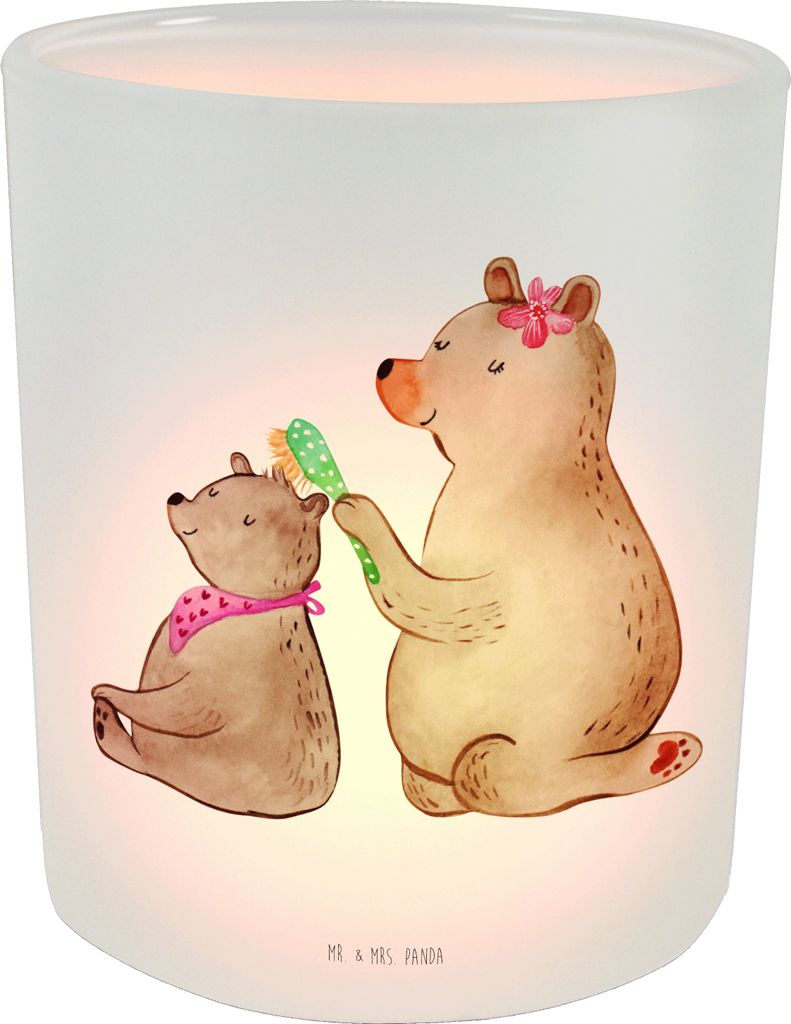 Mr. & Mrs. Panda Kerzenglas Bär Kind - Transparent - Geschenk, Glas Windlicht, Muttertag, aus, Outdoor, Teelichthalter, kerzenhalter, Mama, Famili...