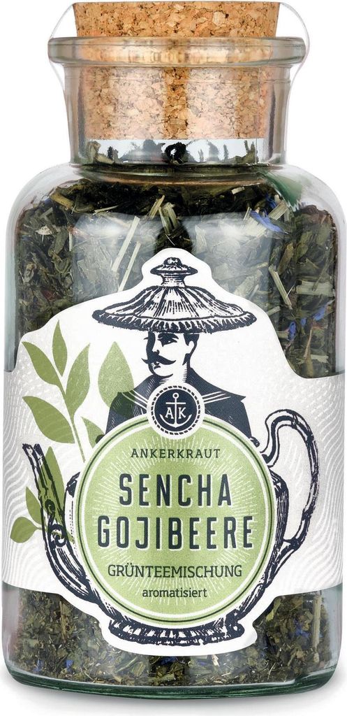 Sencha Gojibeere Grüntee, 70g im Korkenglas