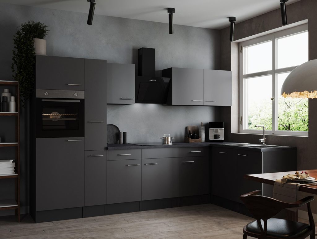 L Küche Küchenzeile Winkelküche Grau Matt Grau Oliver 310 x Produktbild 