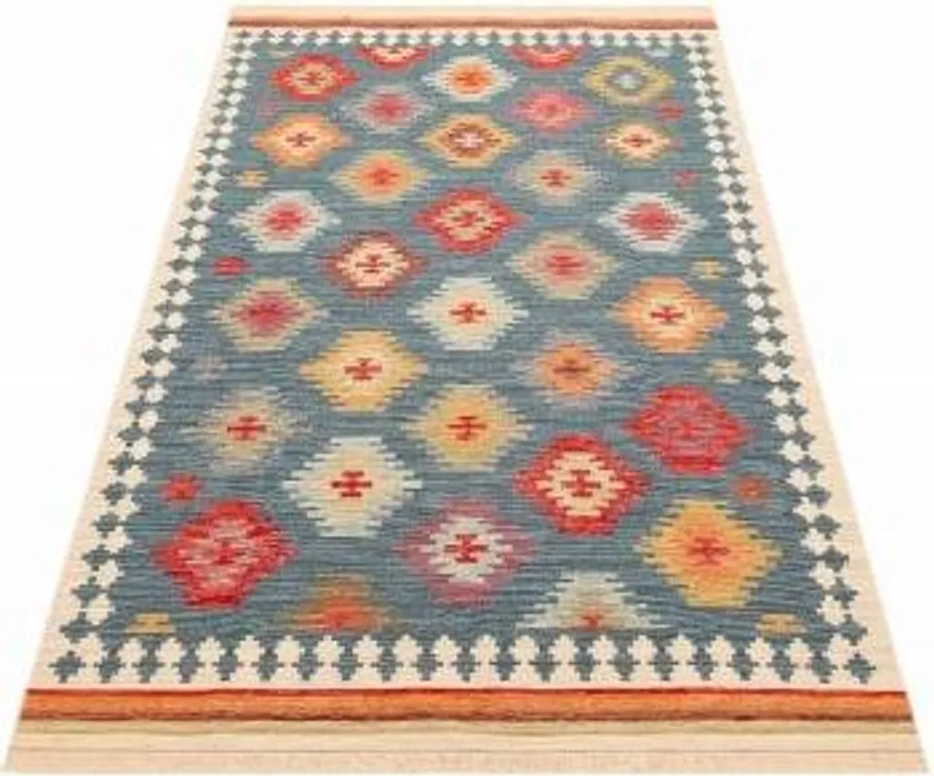Kelim Nomad 04 Marine 80x150 cm : Tapis de Couloir Artisanal Bleu