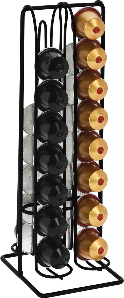 Ständer für 32 Kaffeekapseln aus schwarzem Metall Produktbild 