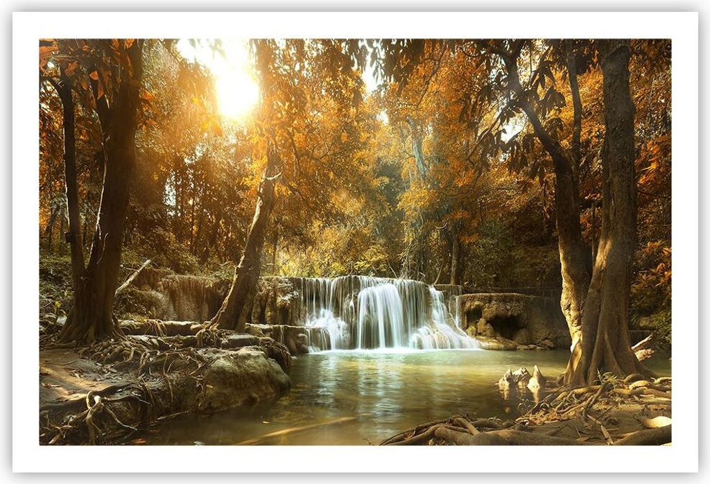 Poster - Poster ohne Rahmen - Park Wasserfall Wasser - 91,5x61 cm - Wand Bild - Wanddeko - Wandbilder - Kunstposter - Wandposter - Bilder - Kunstdr...