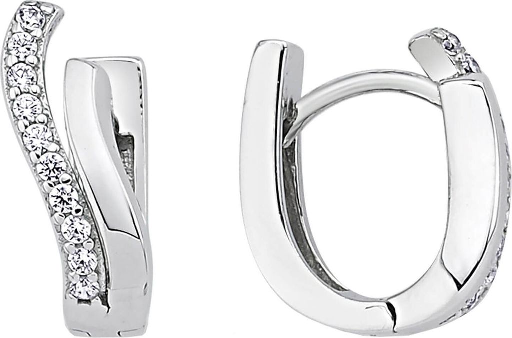 Ohrringe Creolen 14,1x5mm aus 925 Silber rhodiniert mit 20 Zirkonia Ohrschmuck