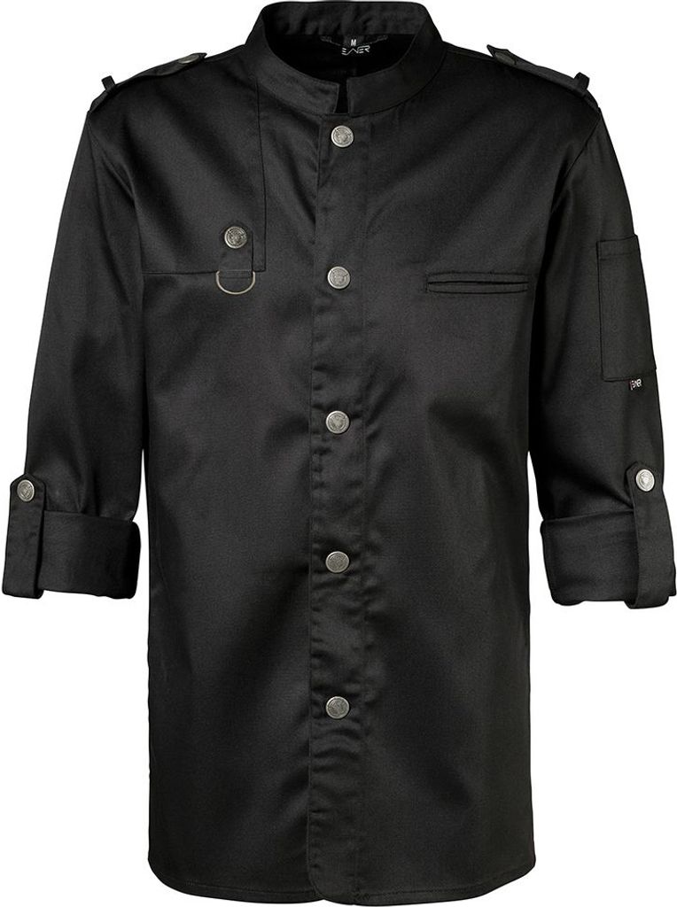 Kochjacke Bikerstyle, Langarm verstellbar, Druckknöpfe, Fb. Produktbild 