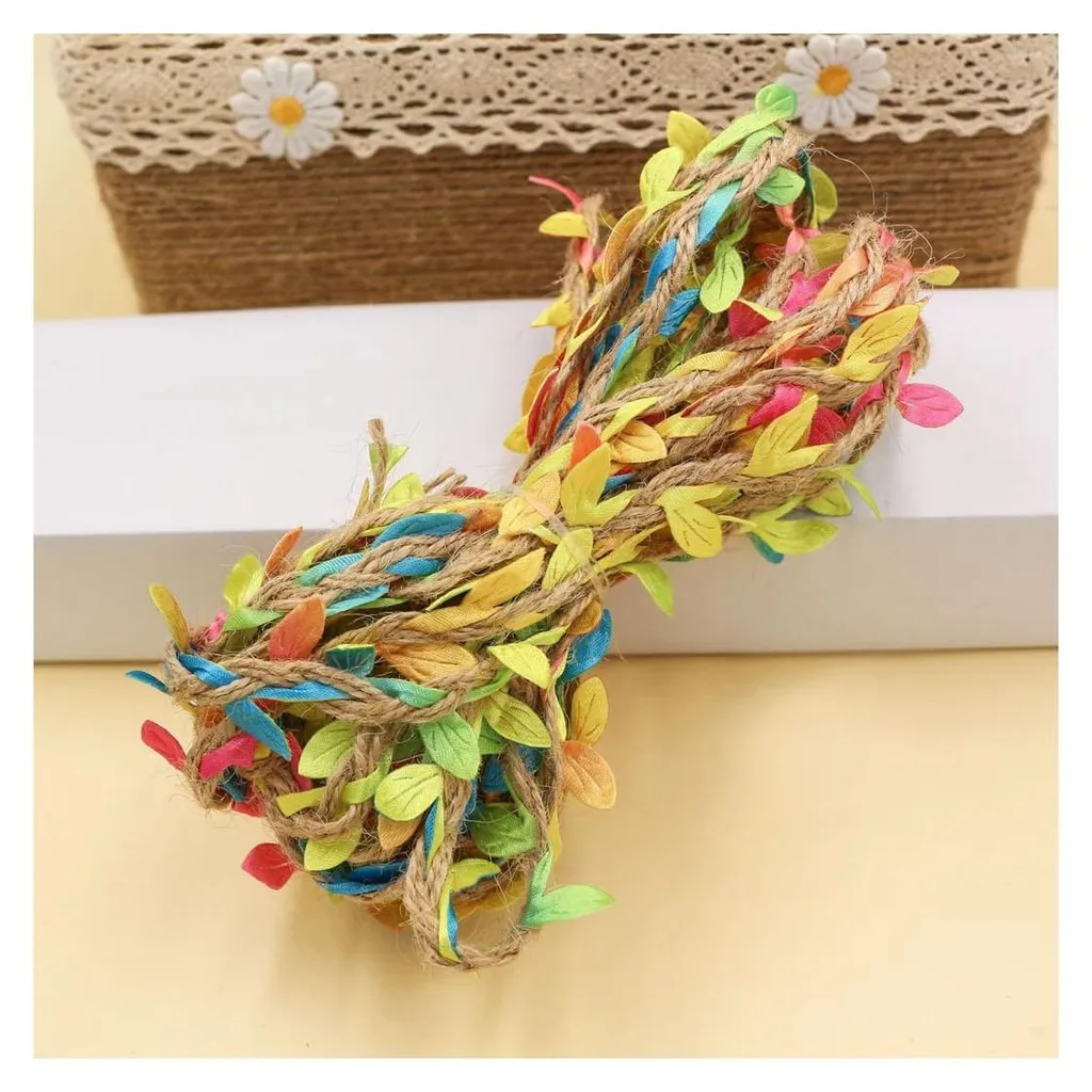 Ruban de Feuilles Artificielles Vintage en Corde de Chanvre pour DIY