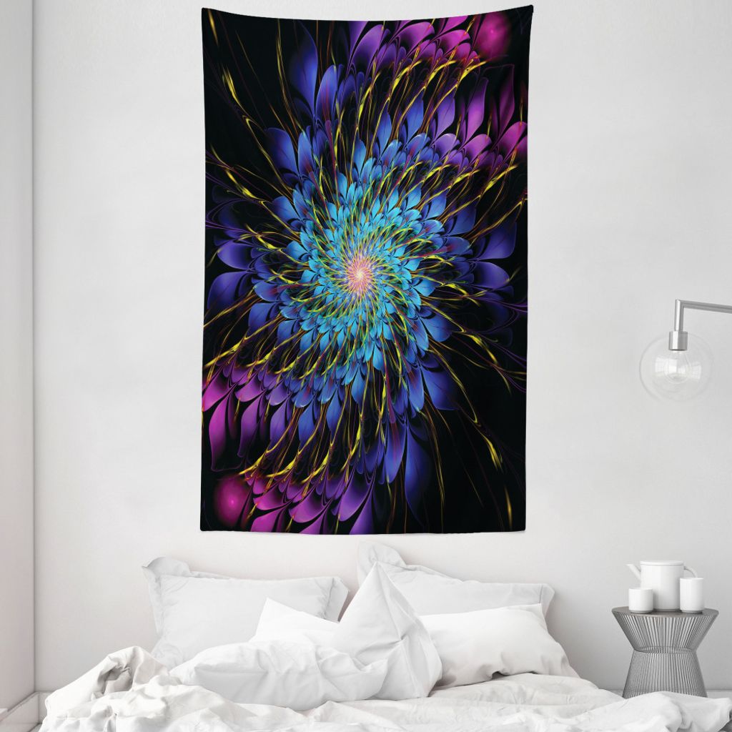 ABAKUHAUS trippy Wandteppich und Tagesdecke, Vortex von Vivid Petals aus Weiches Mikrofaser Stoff Waschbar ohne Verblassen Digitaldruck, 140 x 230 ...