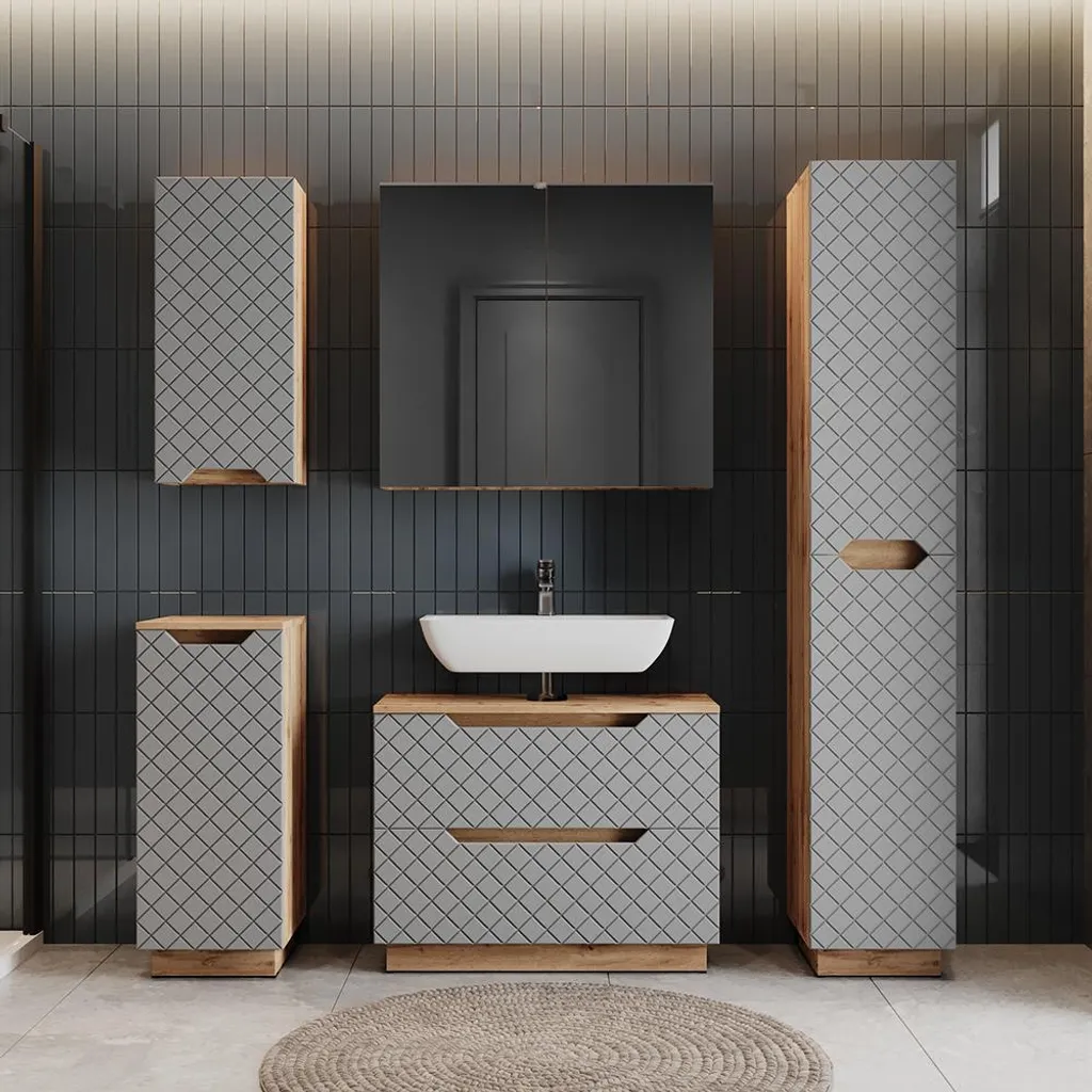Rangement salle de bain efficace : Meuble sous vasque Vicco Lotta Gris