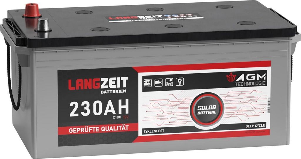 Langzeit AGM Batterie 230AH 12V Solarbatterie Akku Wohnmobil Batterie Bootsbatterie