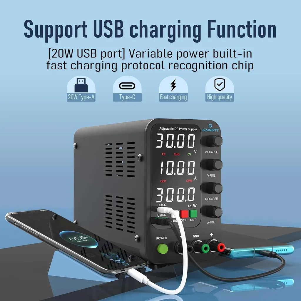 Alimentation de Laboratoire Continue Variable 30V 10A avec Port USB