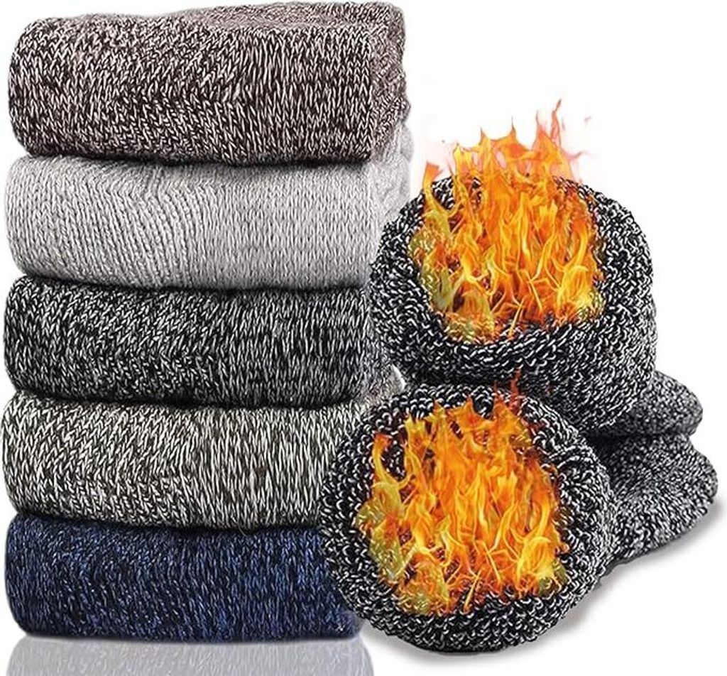Thermosocken Damen, Dicke Warme Kuschelsocken Damen 5 Paar Produktbild 