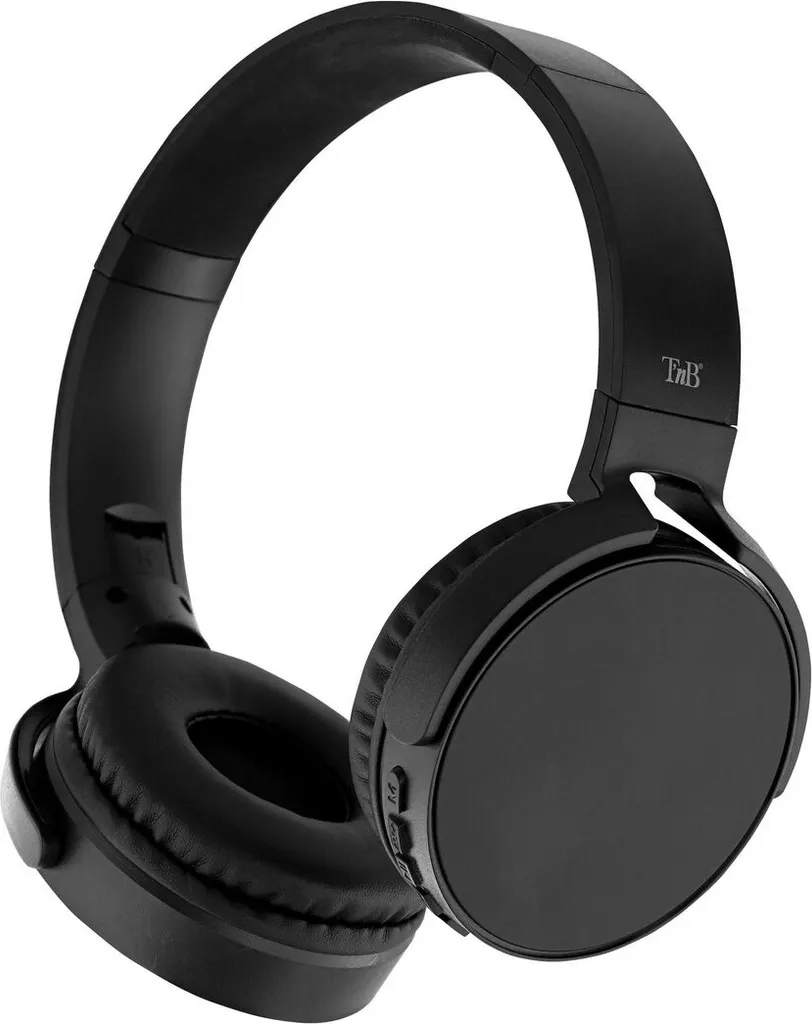T'nB - Cuffie wireless Bluetooth 5.0, Modello singolo 2, 8 ore di ascolto. Regolabili, Connessione a jack, Comode, Microfono e controlli integrati, Sport e allenamento, Nero
