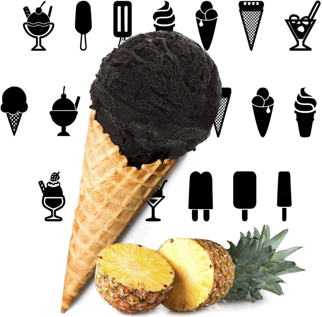 Ananas Schwarzes Low Carb Eispulver Vegan Zucker-, laktosefrei 1 kg
