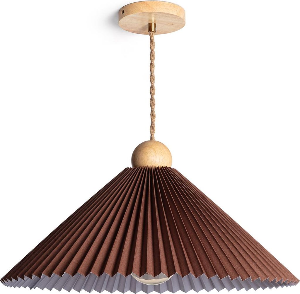 Pendelleuchte Holz und Stoff Luanda Braun