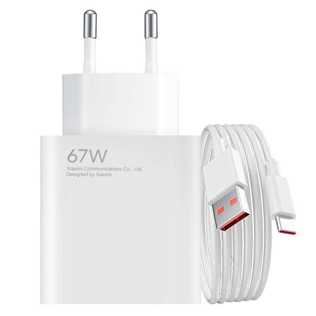Original Xiaomi 67W USB-Netzteil mit USB / USB-C Kabel, Weiß