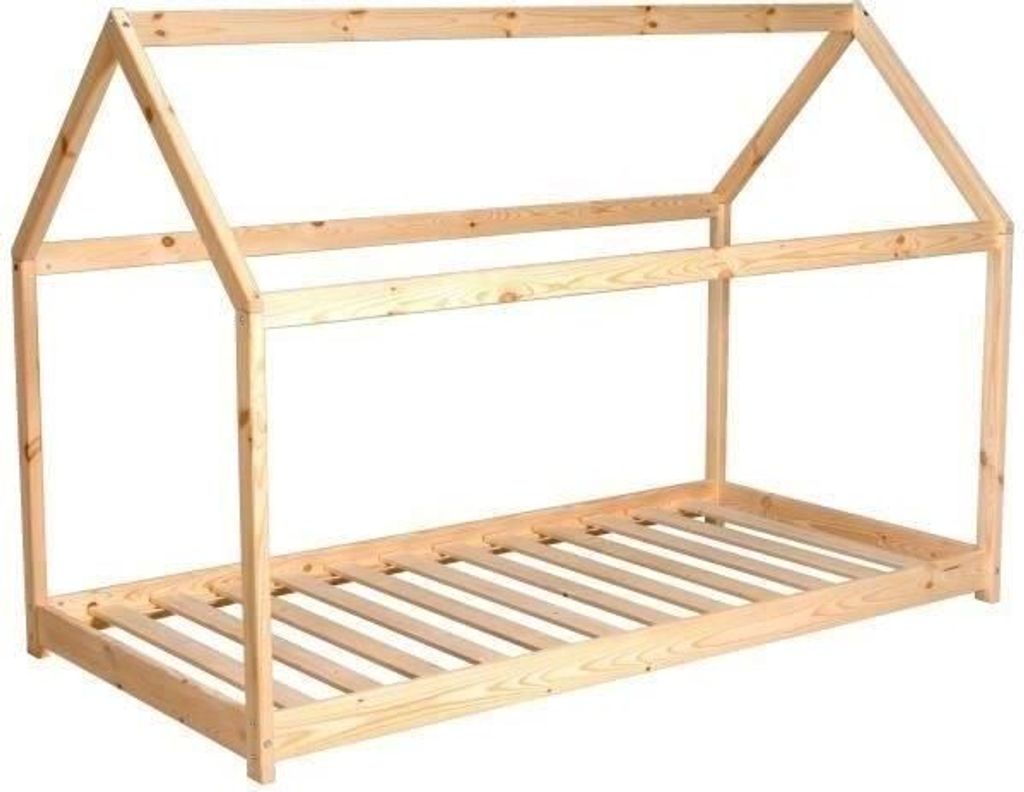 Hausbett PANDA mit Lattenrost / Kinderbett 90x190 cm - Naturfarben
