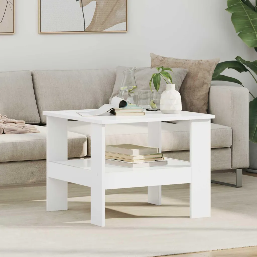 Tavolino Basso Bianco 57x55x45 cm - Maison Exclusive Legno Solido