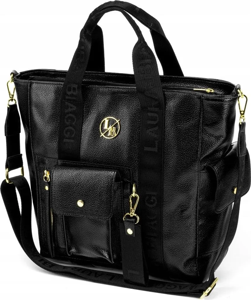 Laura Biaggi Sac Cabas Noir Format A4 - Sac à Main Porté Épaule Élégant