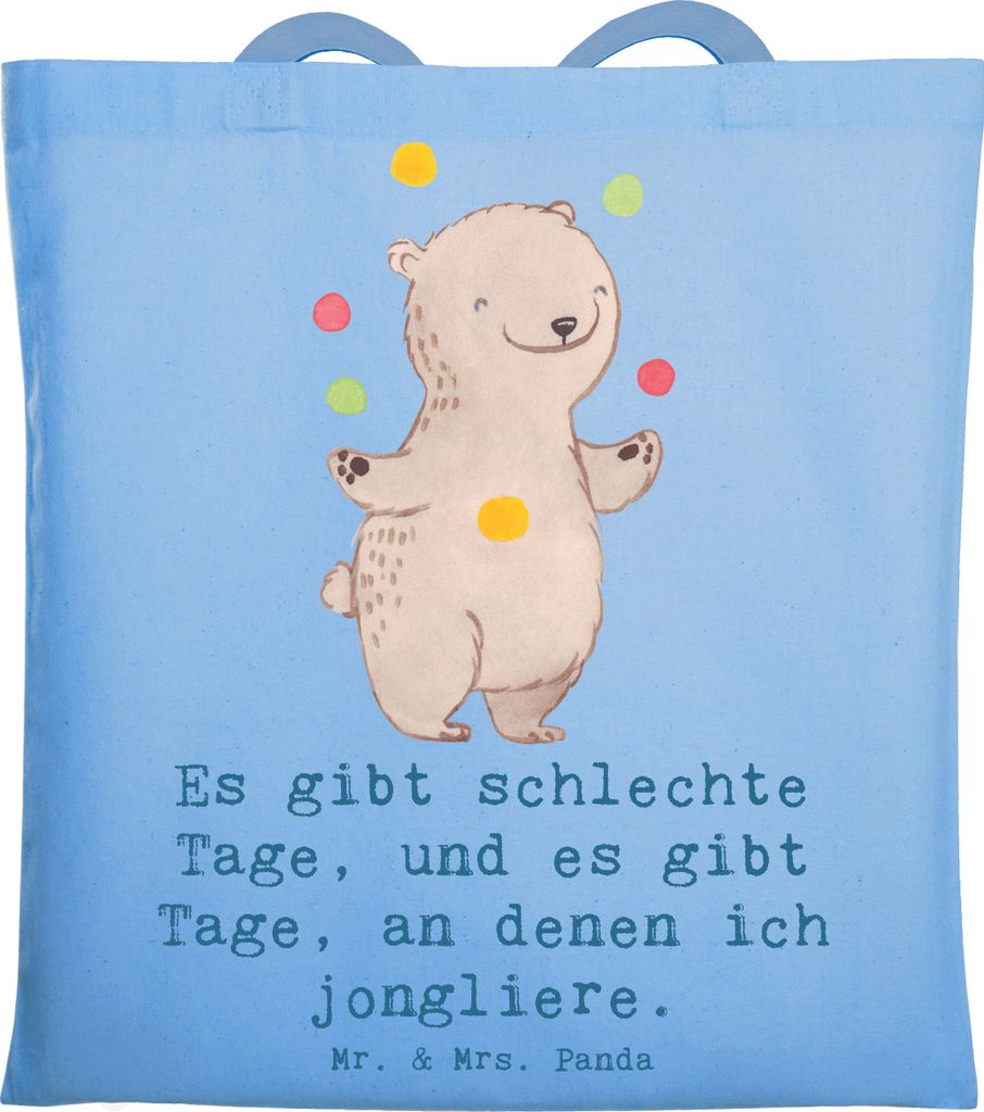 Mr. & Mrs. Panda Tote Bag Bär Jonglieren - Sky Blue - Produktbild 