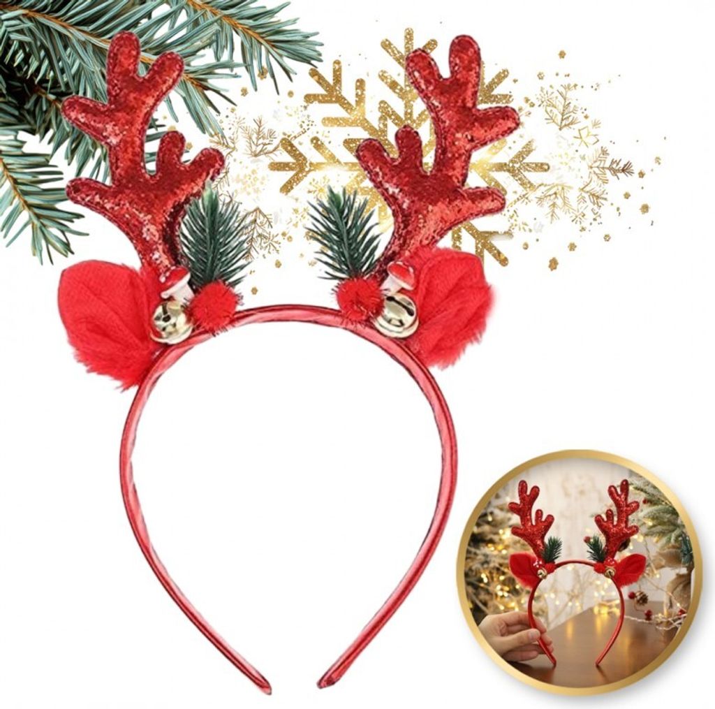 Weihnachts-Haarband mit Rentierohren und Geweih o538cze.