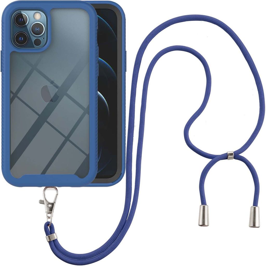 iPhone 12 Pro Max Handykette Hülle, Transparente TPU Bumper Ganzkörper Schutzhülle mit Kordel zum Umhängen Necklace Schlüsselband für iPhone ...