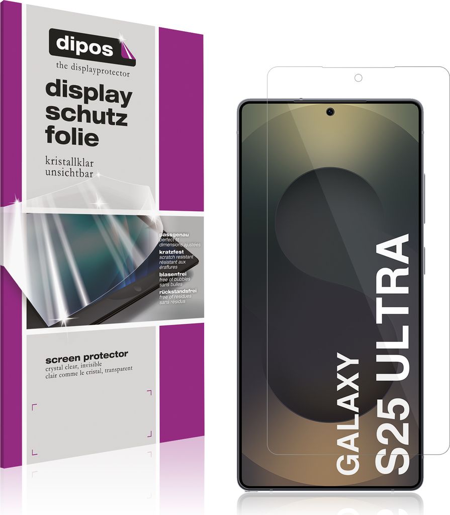 4x Schutzfolie für Samsung Galaxy S25 Ultra klar Displayschutzfolie Folie Display Schutz dipos
