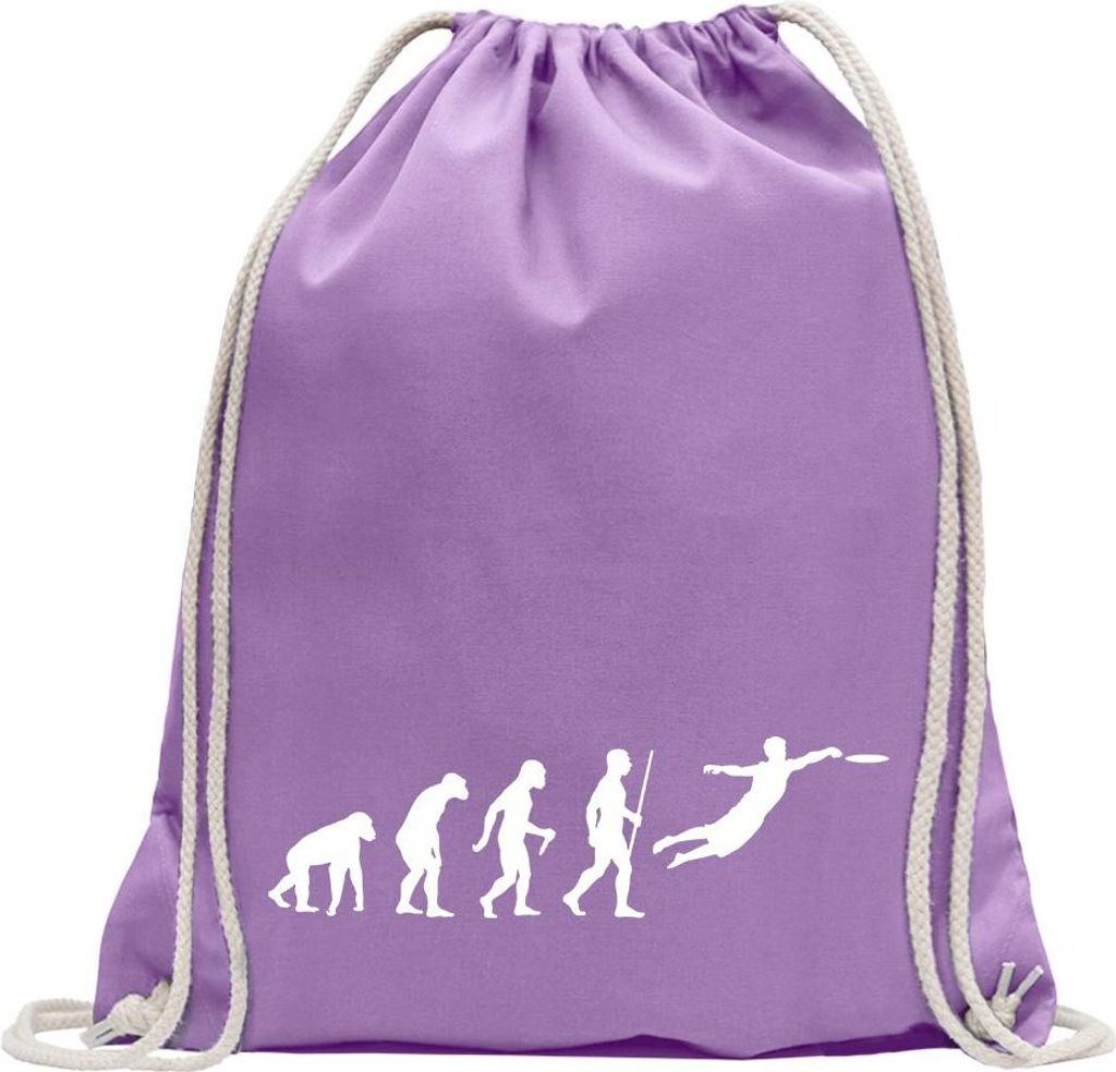 Kiwistar - Turnbeutel - lavendel - Frisbee Spiel Evolution - Fun Rucksack Sport Beutel Gymsack Baumwolle mit Ziehgurt