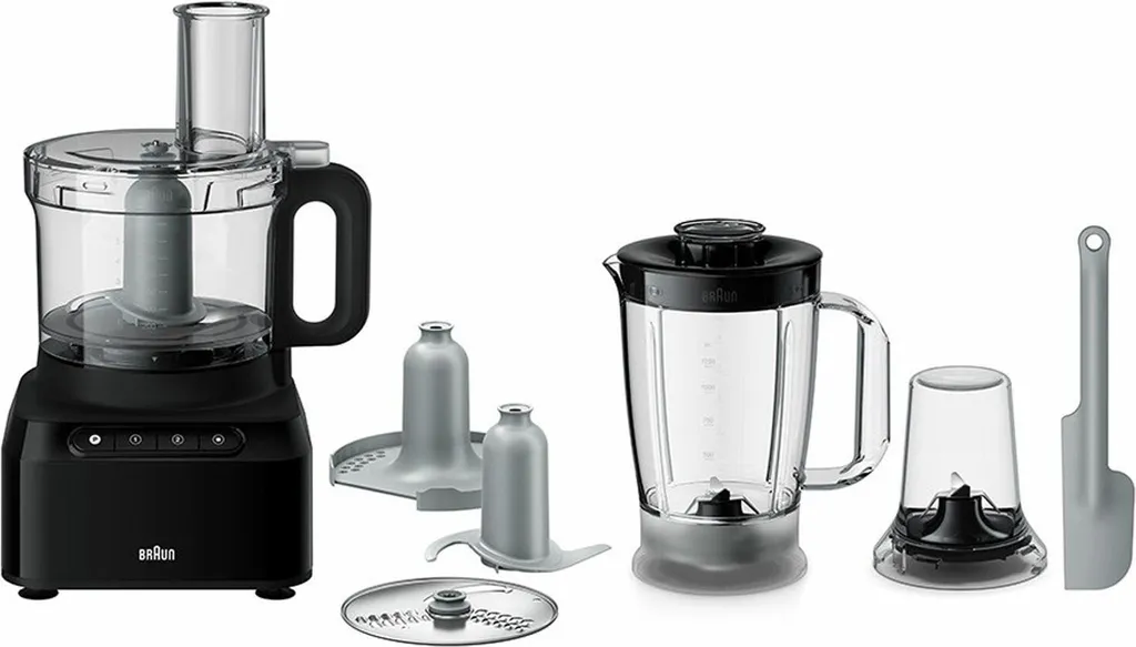 Braun Food Processor 800W 2 Vitesses Bol 2,1L et Blender Amovible Noir