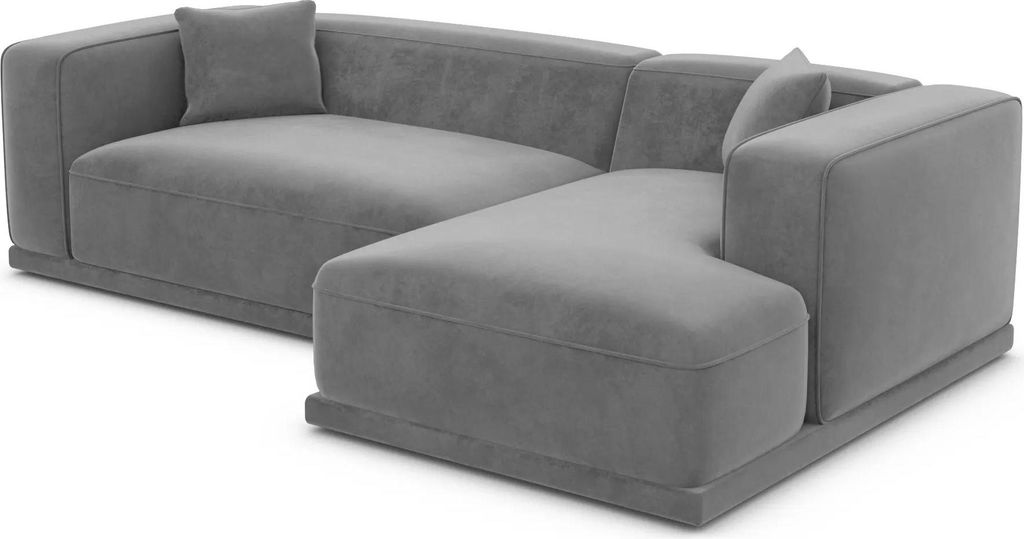 Samtstoff L-Form Sofa Diora Dunkelgrau Rechts