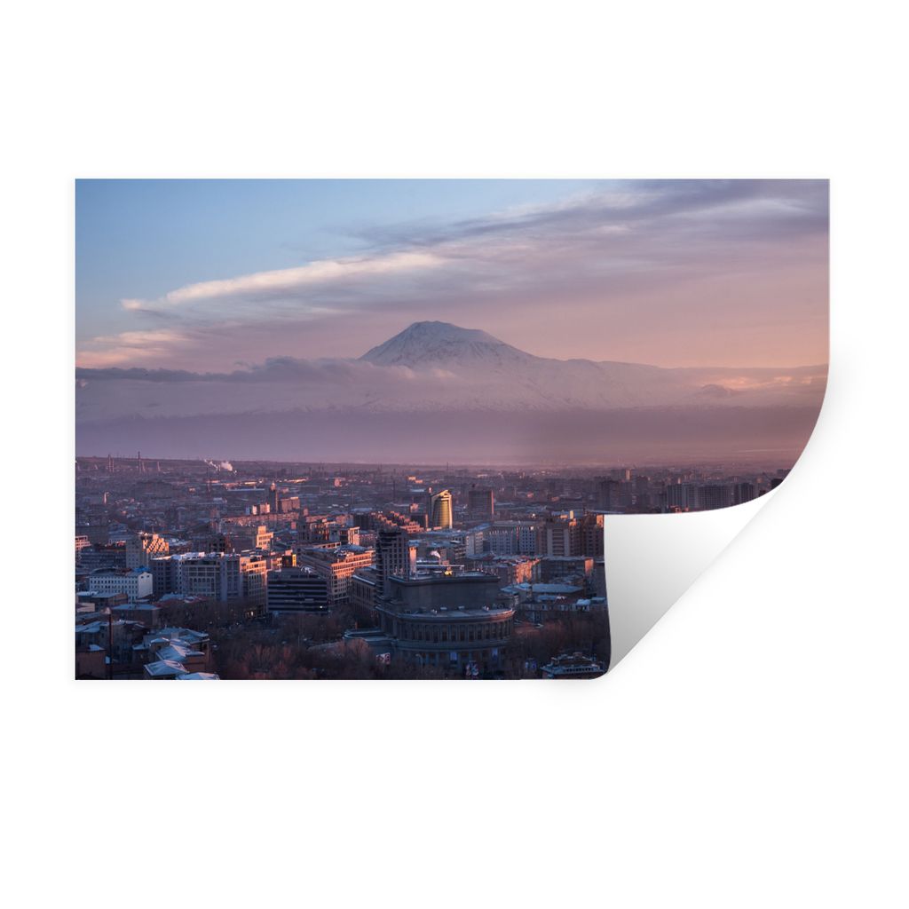 MuchoWow Wandtattoo Wandsticker Wandaufkleber Skyline von Eriwan in Armenien mit Blick auf den Ararat 30x20 cm Selbstklebend und Repositionierbar...