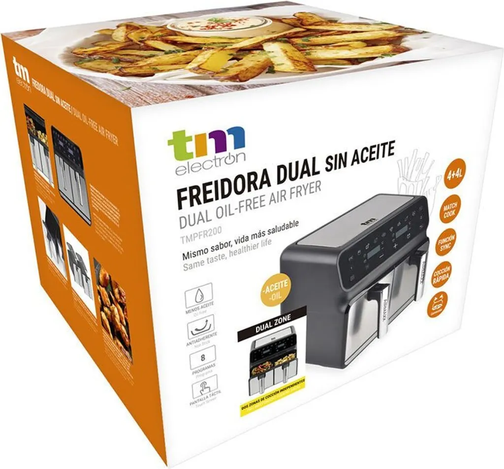 Friteuse sans huile familiale Tm WIP TMPFR200-BLK 4+4L Noir