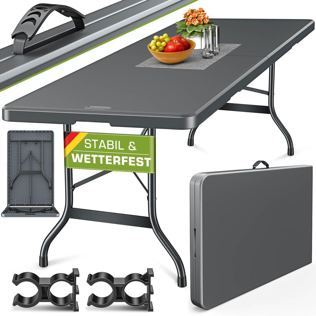 tillvex Table de jardin pliante anthracite 180x75cm | Table Image du produit 