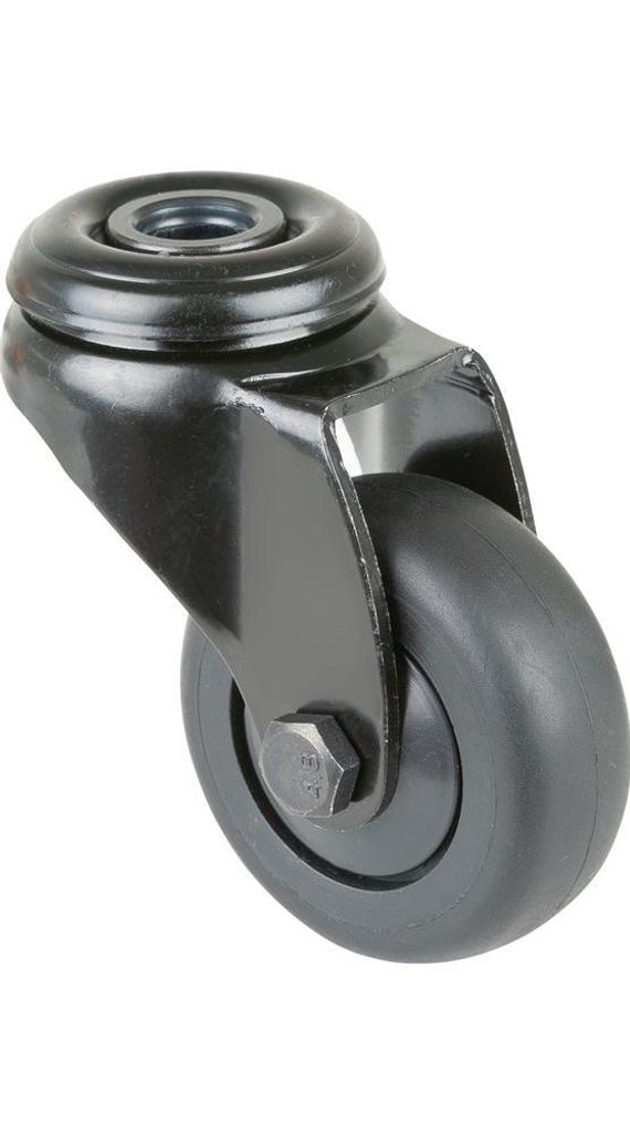 Lenkrolle D.50mm Trgf.50kg m.Rückenloch Ku.Kugell.Gum.schwarz