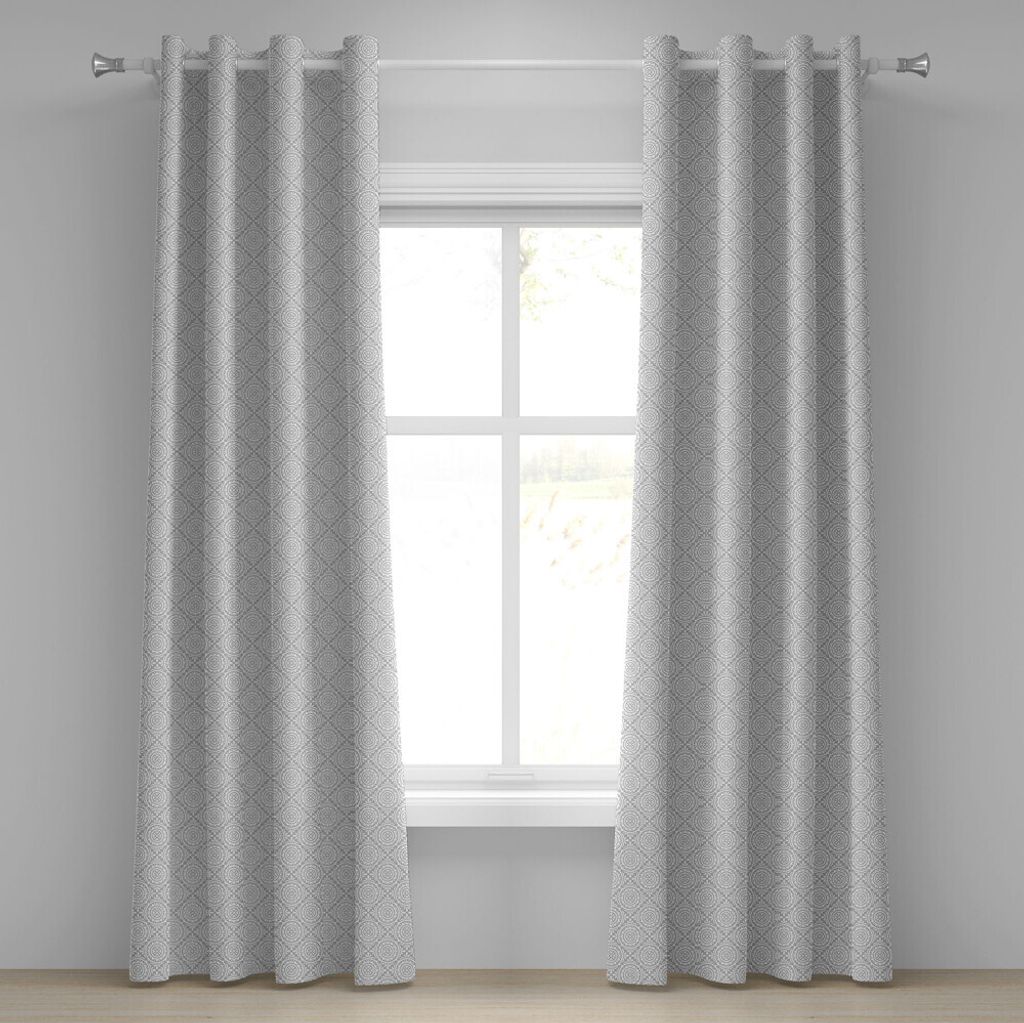 ABAKUHAUS Ethnisch Ösenvorhang, Symmetrische Blumenmotive mit viktorianischem Fliesen-Design-abstraktem Flourish-Thema, Dekorative 2-Panel-Fenster...