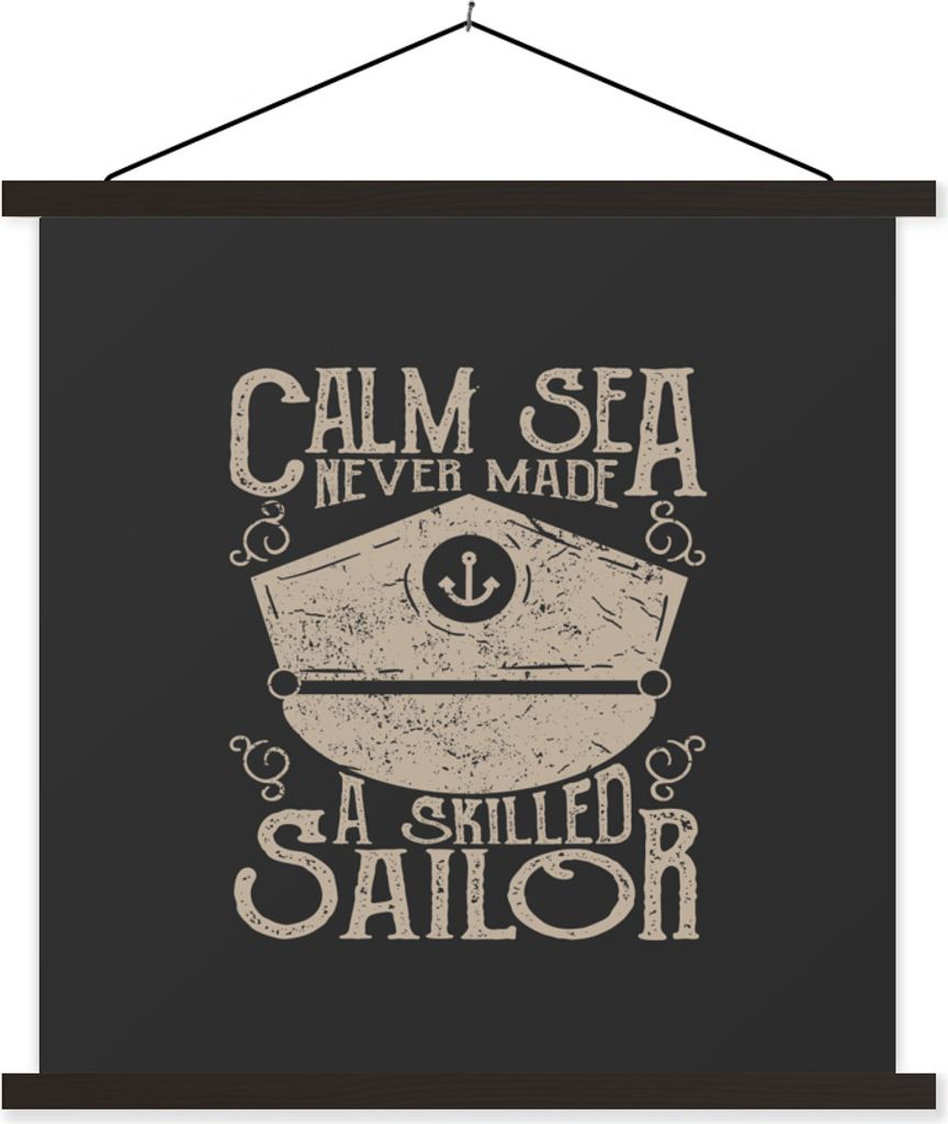 MuchoWow Textilposter Jahrgang - Segeln - Hut 90x90 cm mit schwarzem Rahmen - Magnetisches