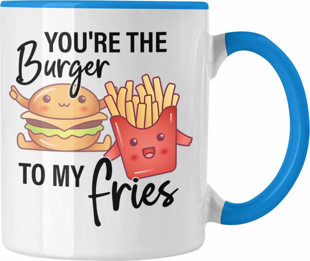 Trendation - Lustige Tasse zum Valentinstag Freundin Freund Geschenk Liebe Paare Du Bist der Burger zu Meinen Pommes Beste Freundin Geschenkidee (B...