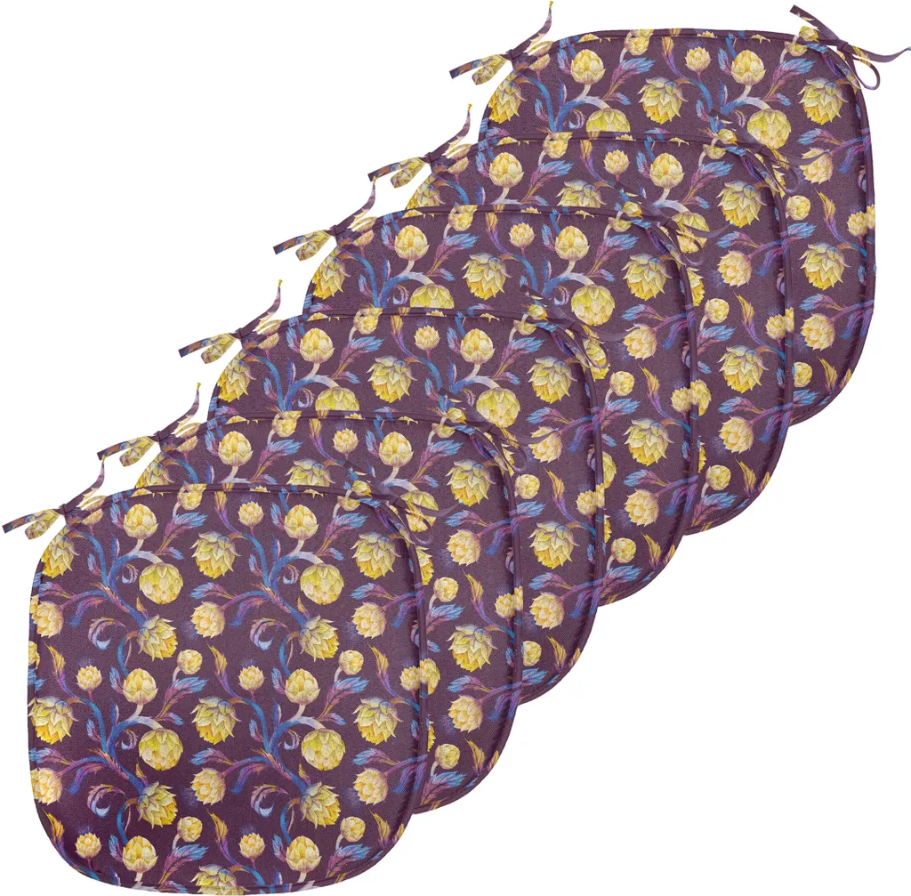 Coussin de Chaise Vegan Lot de 6 Déperlant avec Sangles Bleu et Jaune