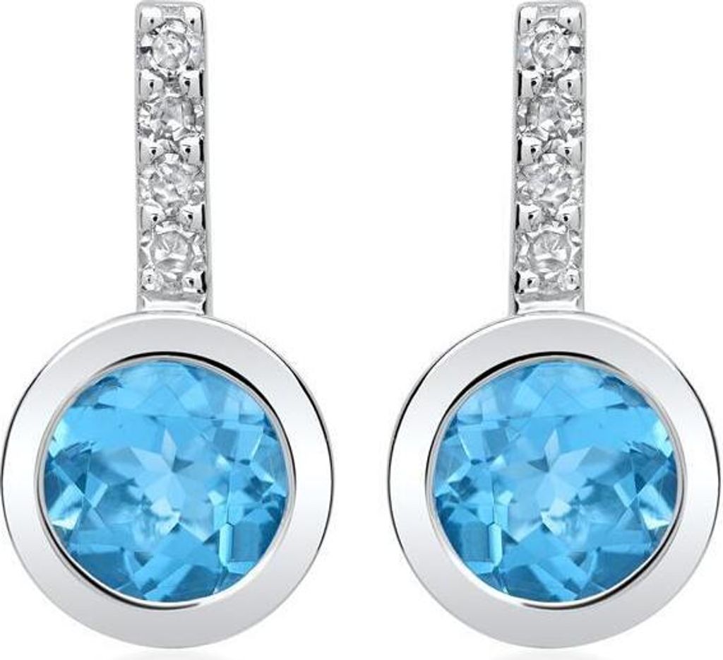 585er Ohrringe 2 Topase 1,2 ct. 8 Diamanten 0,068 ct.