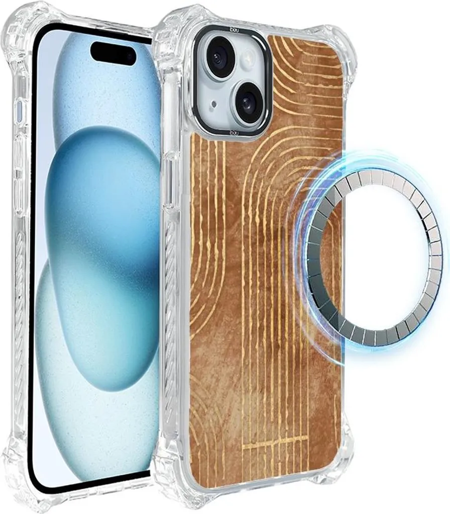 Custodia iPhone 15 IBIZU DropGuard Ultra MagSafe - Design Boho Geometrico