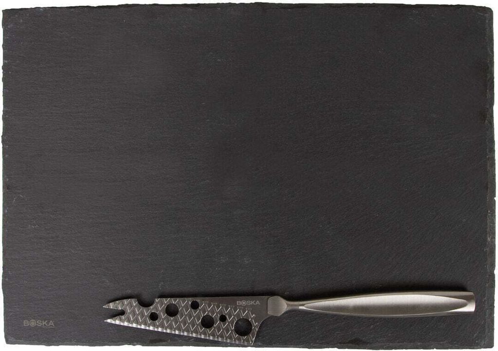 Boska Käseset Schiefer L/mit Käsebrett und Käsemesser / 33 cm/Schiefer/Edelstahl/Schwarz