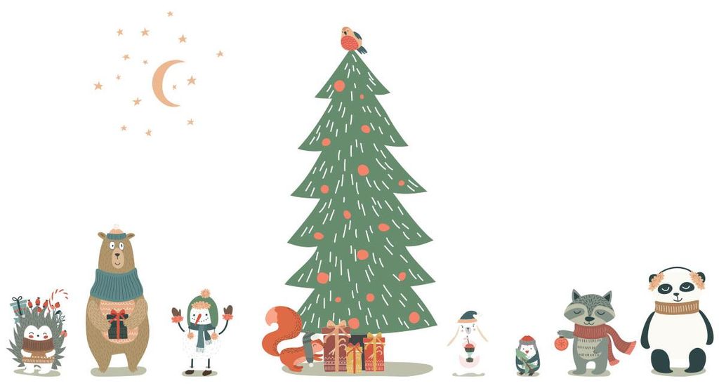Weihnachtsaufkleber mit verzauberten Tieren – Selbstklebende Weihnachtsaufkleber – Festliche Dekoration – 90 x 60 cm