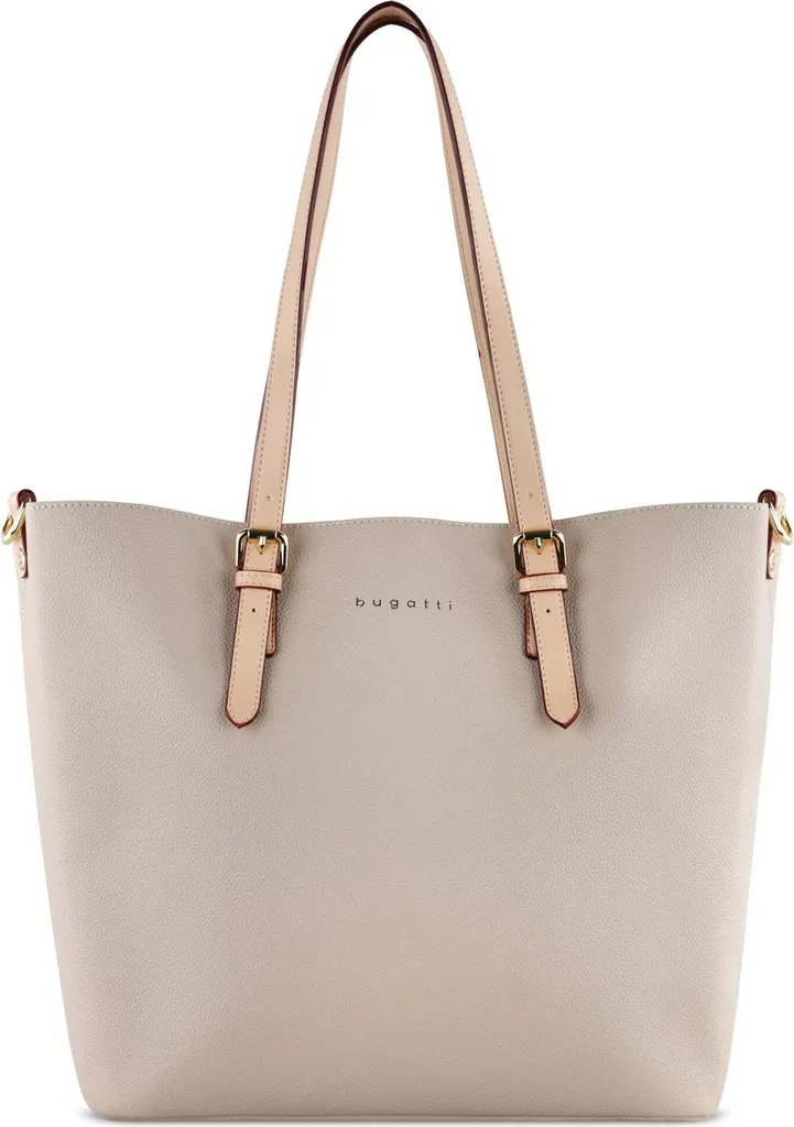 bugatti Ella Shopper Beige - Sac à épaule élégant en similicuir grainé