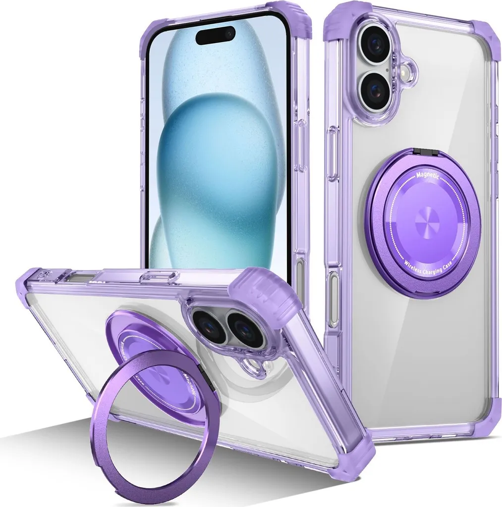 Custodia iPhone 16 Viola Gold Shield CD Pattern: Lusso Magnetico