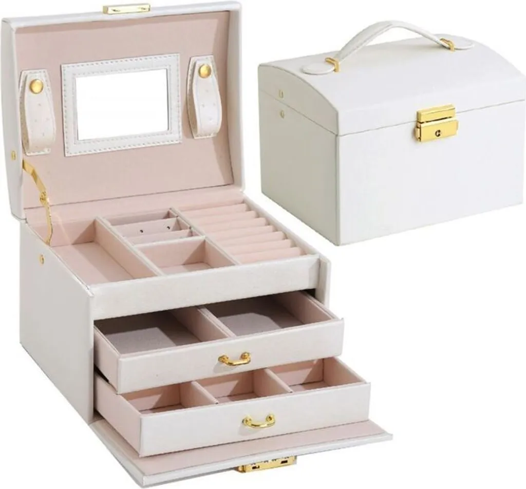 Boîte à bijoux UNIQ Nellia blanc crème : un coffret de rangement raffiné