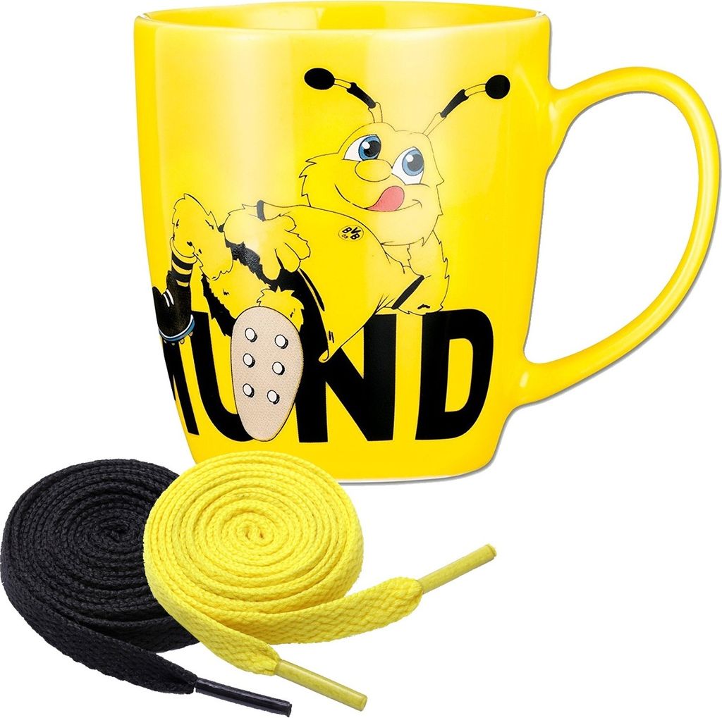 Borussia Dortmund BVB Emma Tasse + 2 Paar Fan-Schnürsenkel 2# 5#