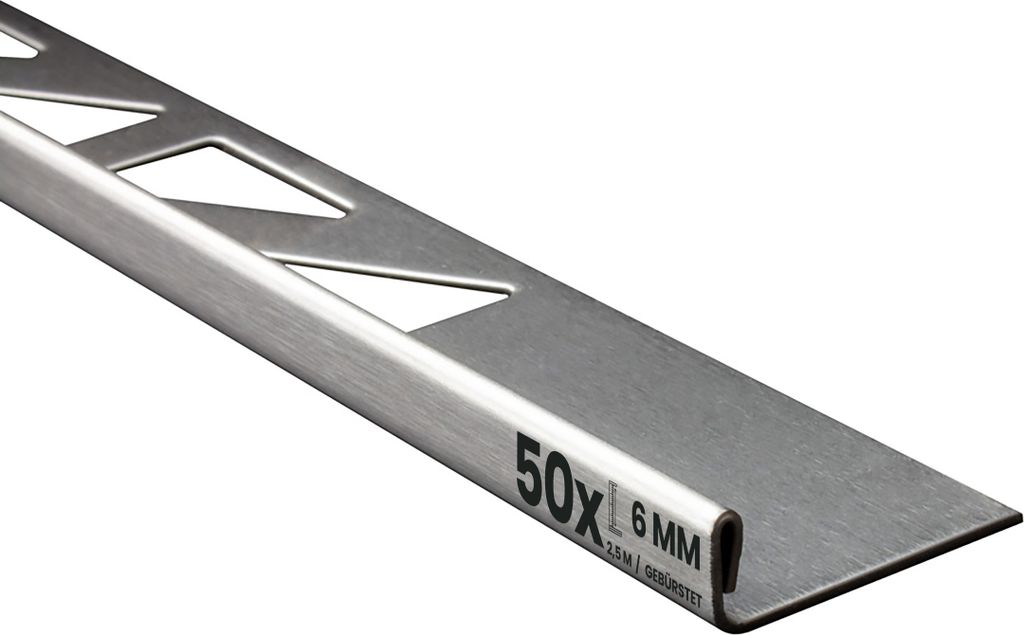 50x L-Profil Edelstahlschiene Fliesenschiene Fliesenprofil L250cm 6mm gebürstet