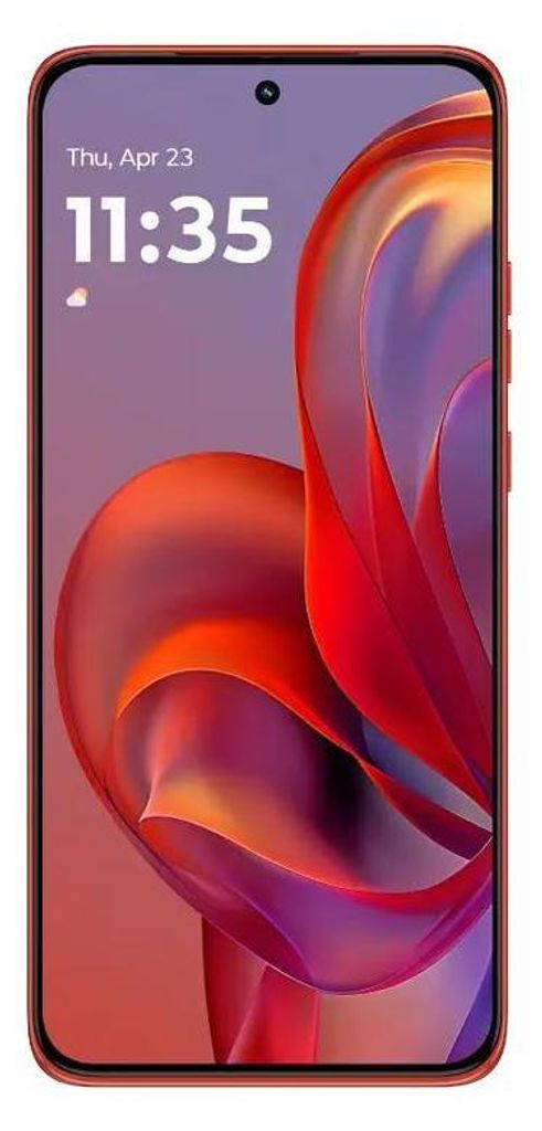A smartphone with a colorful abstract wallpaper displayed on its screen.