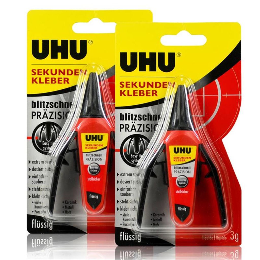 2x UHU Sekundenkleber blitzschnell Präzision flüssig 3g
