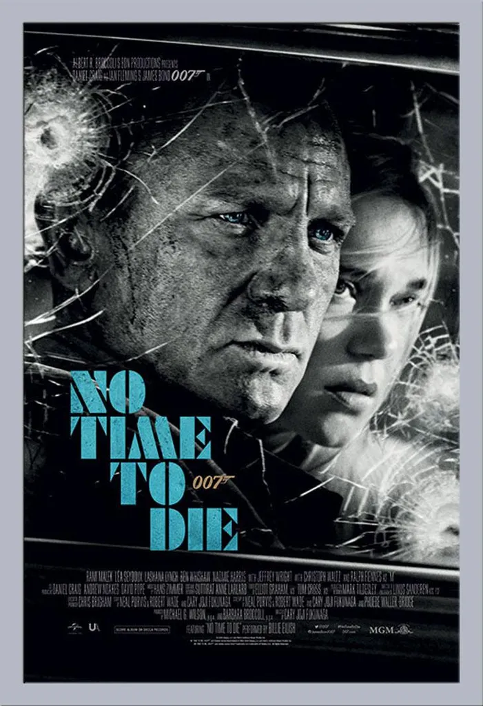 Affiche James Bond No Time To Die avec Cadre Argenté Shinsuke 61x91,5 cm