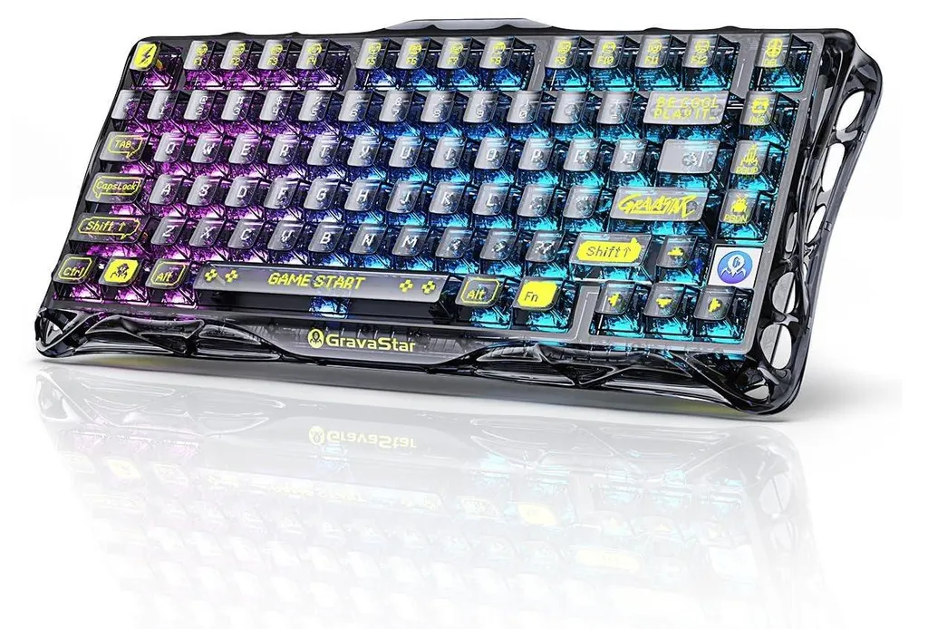 GravaStar Mercury K1 Lite - Clavier mécanique gaming 75% Noir transparent